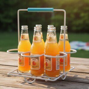 2003 Summerville Drink Caddy - Beverage Ware Caddy - White with Blue Handle